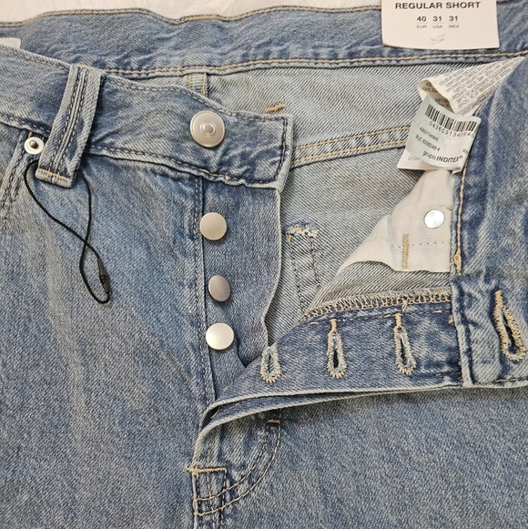 Zara Mid Waist Straight Light Blue Denim Shorts for Men Hits Above The Knee 31 - Picture 8 of 8